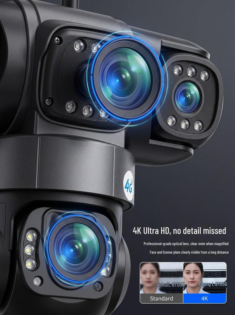 V380 4G Solar PTZ Camera: Tri-Lens, Low Power, Full-Color HD Night Vision for Southeast Asia Surveillance
