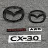 CX-30 Glossy Black ABS Car Front Grille Eemblem Rear Trunk Badge Sticker SKYACTIV G E SKYACTIV X For CX30 Logo Accessories