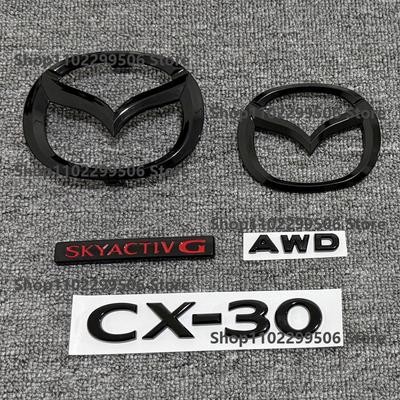 CX-30 Nero Lucido ABS Griglia Anteriore Auto Emblema Adesivo Emblema Portellone Posteriore SKYACTIV G E SKYACTIV X Per CX30 Logo Accessori