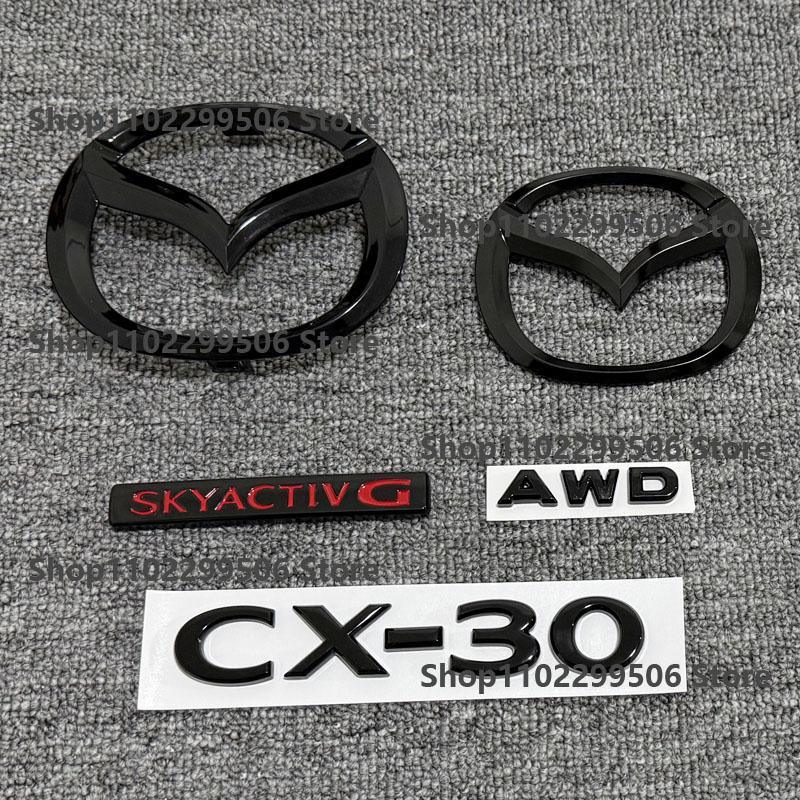 For Mazda CX-30 Black Front Logo CX30 Rear logo,SKYACTIV G E SKYACTIV X AWD Car Letter Badge Logo Trunk Decorative Sticker