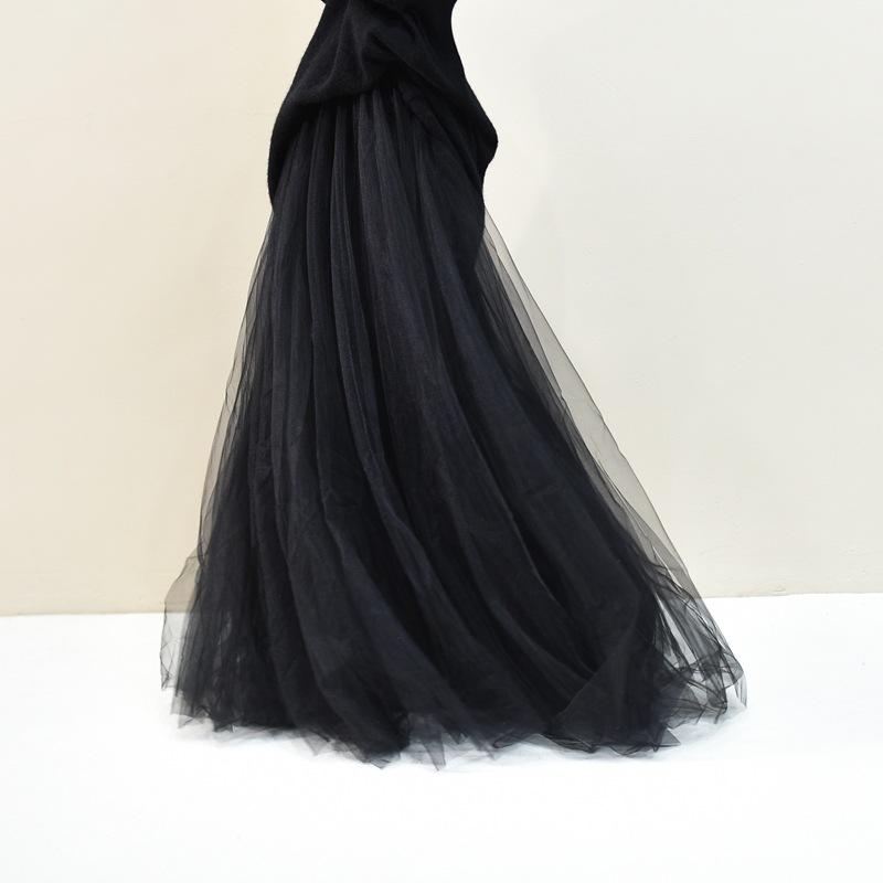 Women's Long Tulle Skirts Elastic High Waist A-Line Layered Tutu Mesh Flowy Maxi Skirt for Women Pleated Mesh Flowy A-Line Maxi Skirts for Party