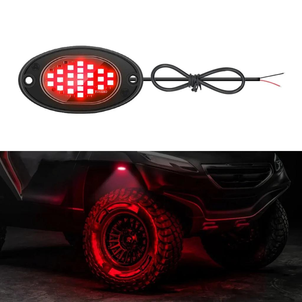 Luce Telaio Camion Auto 12/24V Luci Rock LED 24 Perline LED ad Alta Luminosità Lampada Neon Per Pickup Fuoristrada Jeep SUV ATV UTV Auto