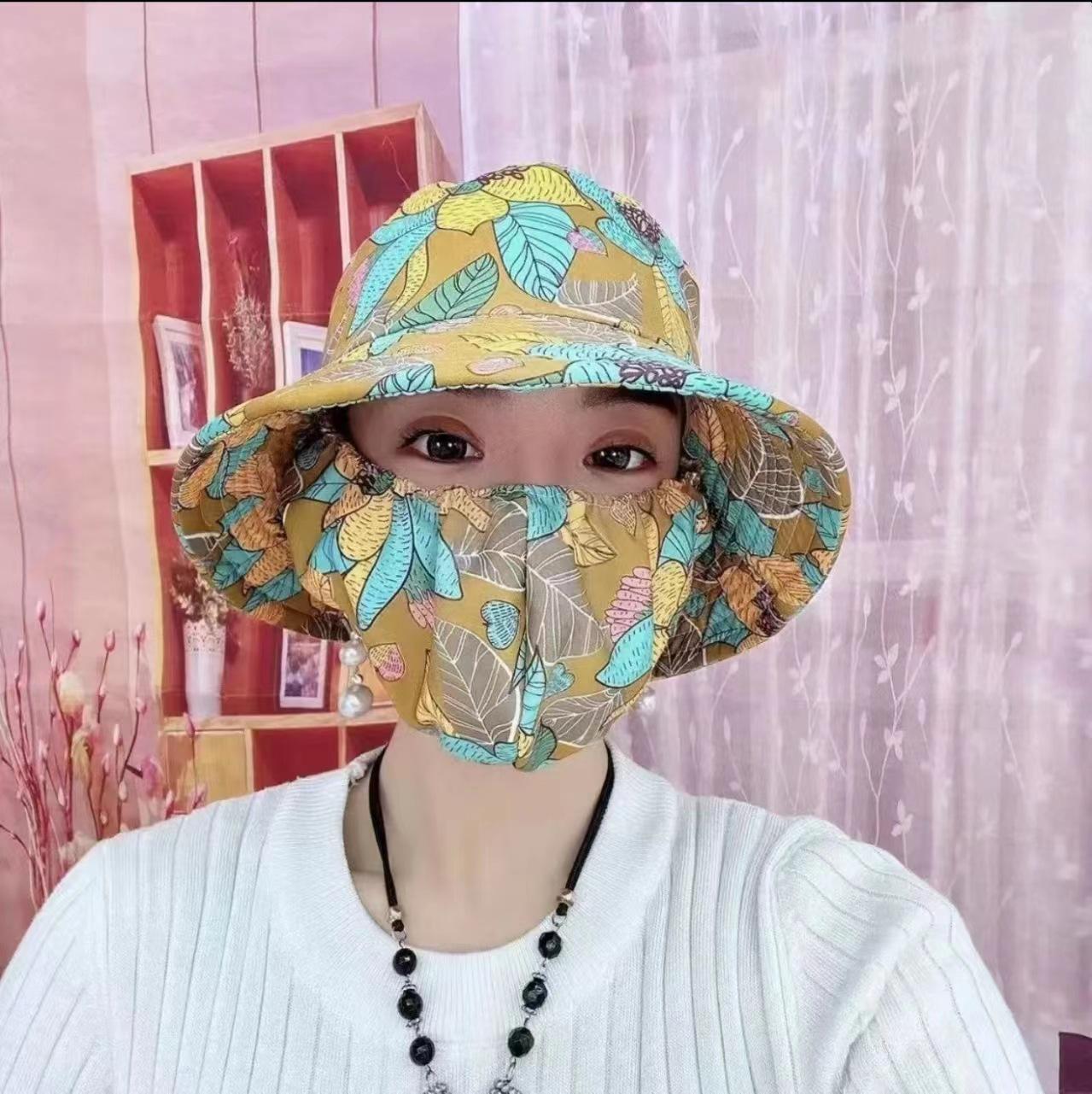 

Sun hat women s bucket hat mask spring summer sun shade cycling outdoor sun protection new mask women жовтий