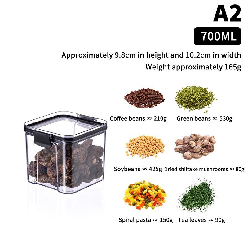 Vzduchotěsná plastová dóza na potraviny Průhledná na cereálie, bonbóny, sušené potraviny Nádoby do lednice Domácí kuchyně