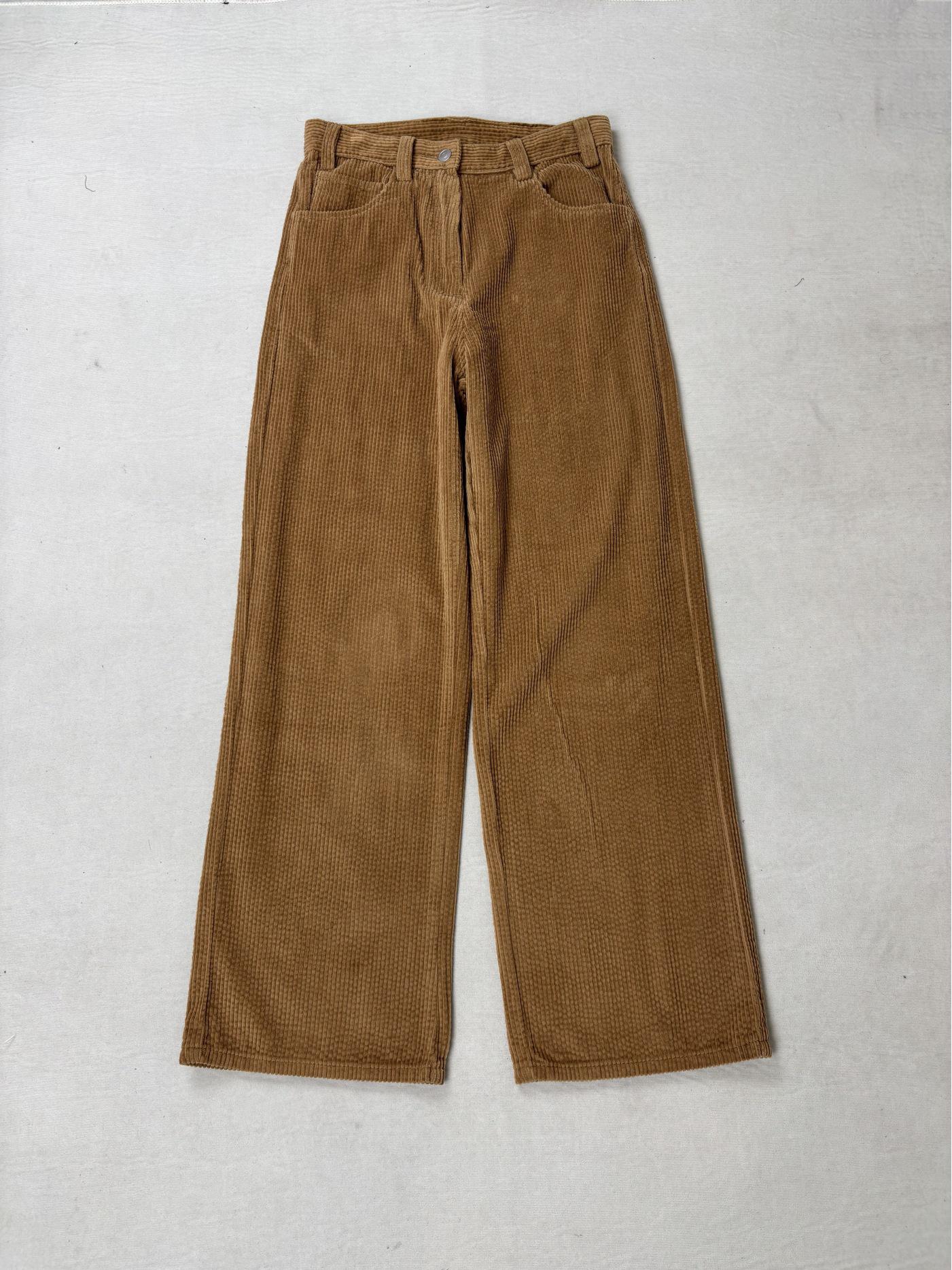 Women s High Waist Coffee Corduroy Wide-Leg Pants 25