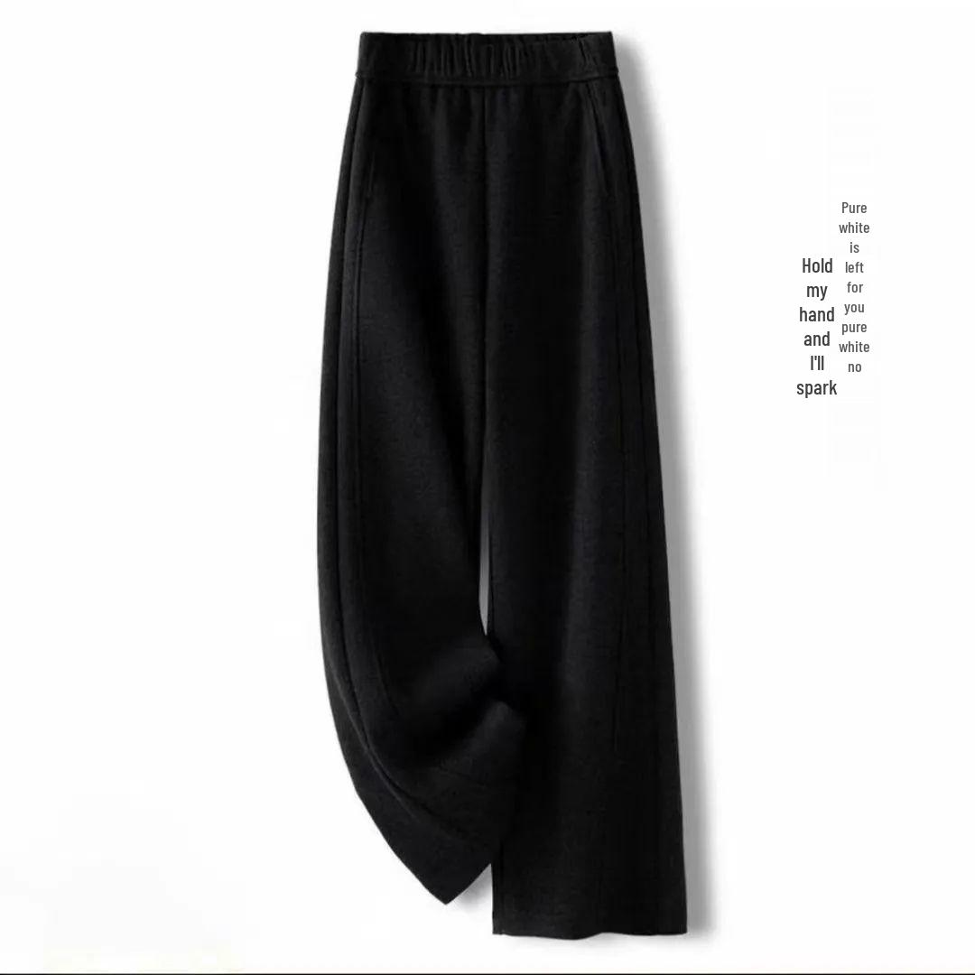 

Fluff-Lined Woolen Straight-Leg Pants - Autumn Winter 2025 Collection for Women M