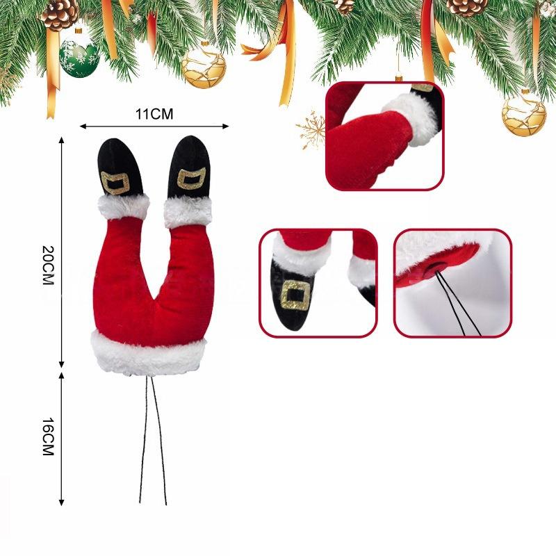 Peluche Père Noël Elfe Jambes Décoration Arbre de Noël Ornements à Suspendre pour Maison Porte Cadeau Fête de Noël Décorations de Noël 1 pièce