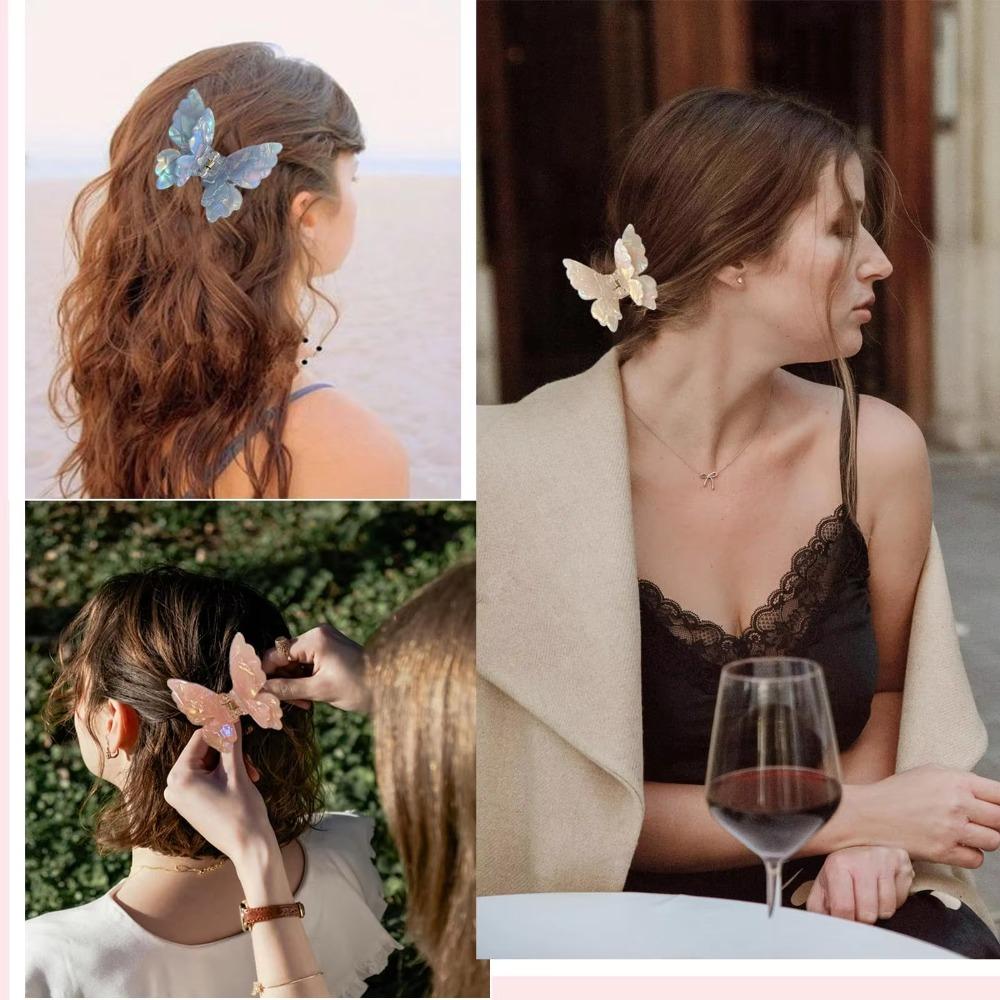 Small Size Butterfly Hair Clip Acetate Shark Clip Fashion Claw Clip Women & Girls
