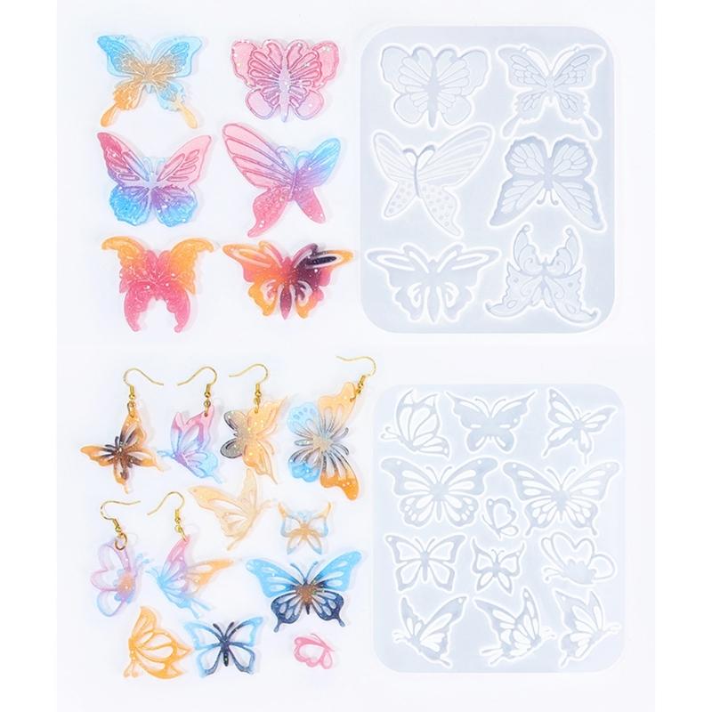 Moules à boucles d'oreilles en forme de papillon accrocheur Moules en silicone pour pendentifs d'oreilles personnalisés pour les amateurs d'artisanat
