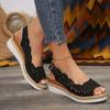 Peep Toe Plateau-Sandalen Damen 2024 Sommer Fersenriemen Mittelhohe Absätze Sandalen für Damen Dicke Sohle Rutschfest Espadrilles Schuhe