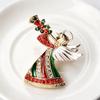 Christmas Angel Brooch Sparkly Rhinestone Inlay Gold Plated For Holiday Outfits Festive Gifting