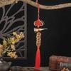 Brass Five Emperors Coins Knot Pendant with Cinnabar Fillable Copper Gourd