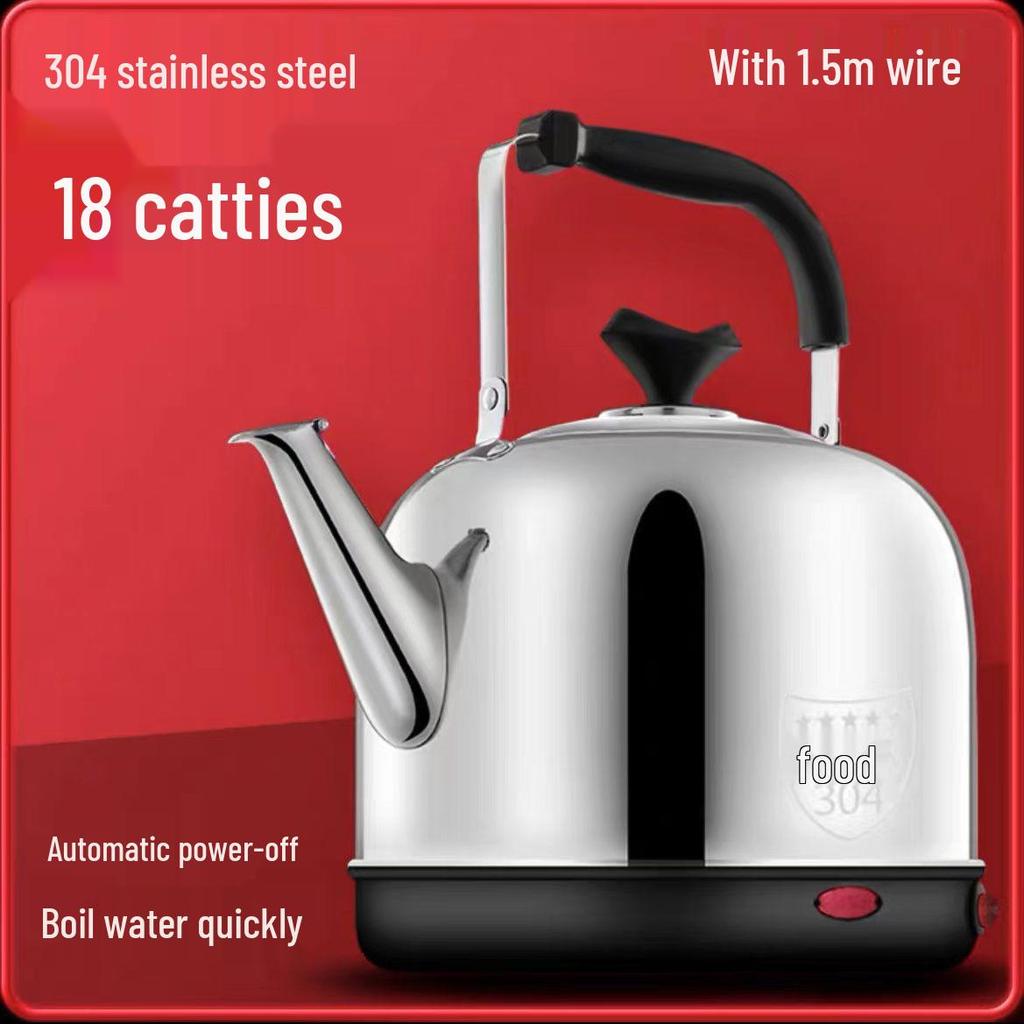 304 Stainless Steel Large Electric Kettle with Auto Power-Off & Keep Warm, Whistle Teapot for Household