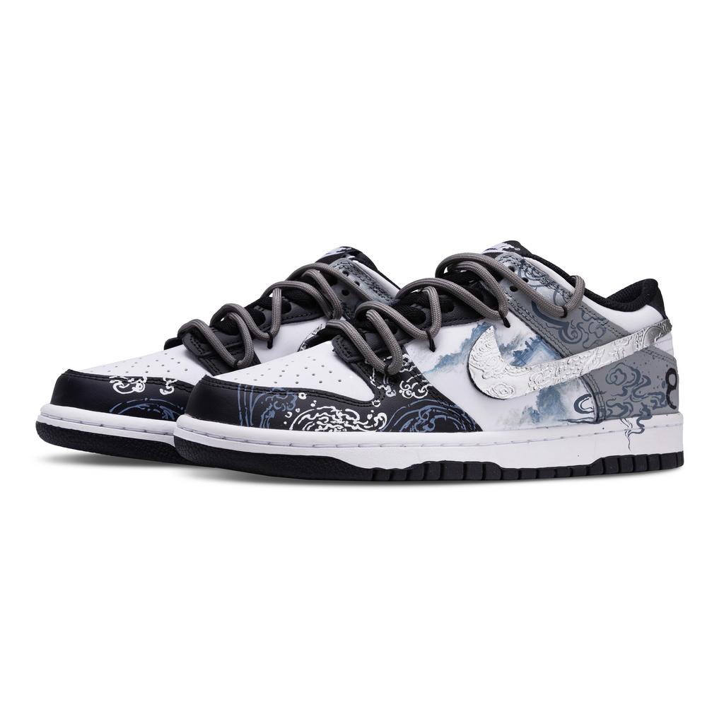 Nike Dunk Cushioning, Wear Resistant Low top Skateboard Shoes Men's Black White DD1391-100(Team152-)