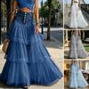 Gonna estiva in rete da donna, vita alta, patchwork, morbida, traspirante, copri-fianchi, versatile, lunga per festa, spiaggia, matrimonio, uscita serale