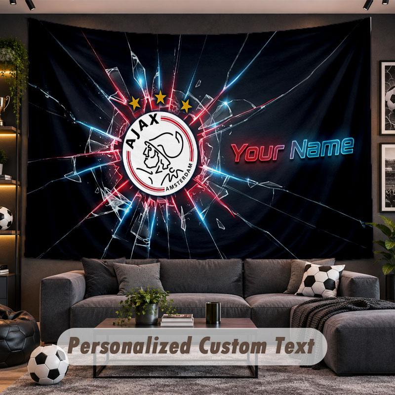 Wall Hanging Tapestry Custom NameAjax Amsterdam Pattern Personalized Printed Fabric Wall Decor