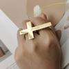 Custom Cross Ring Two Finger Ring Engraving Name Silver Stainless Steel Ring Men Knuckle Jewelry Personalized Gift for Boyfriend