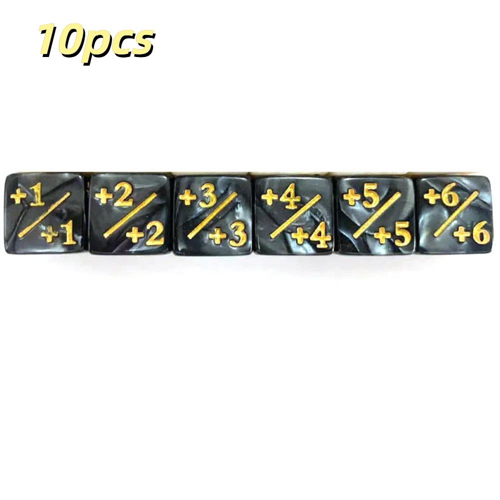 10pcs/set Six Sided Polyhedral Dices Acrylic Material +1/+1 Dice Counting Dices Multifunction Cubes Shape Game Dices