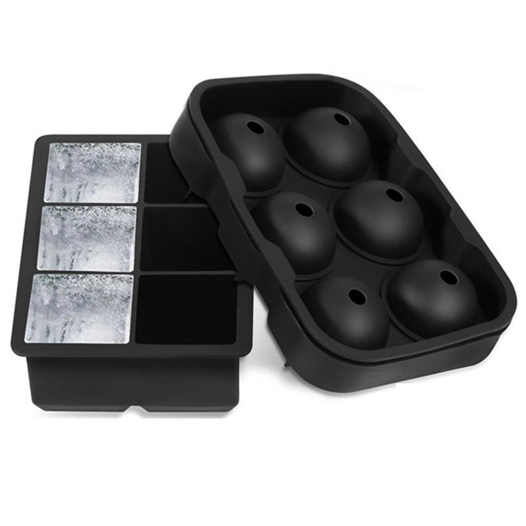 Ice Tray Ice Cube Ball Maker Mold Silicone Box Easy Release with Lid for Bar Home