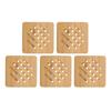 5 Pcs Durable Heat Proof Bamboo Hot Pad Round/Quadrate Portable Bamboo Trivet Heat Resistant Mat Bowl