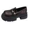 Black retro small man thick-soled heightening small leather shoes women's 2025 new summer British style with skirt loafers