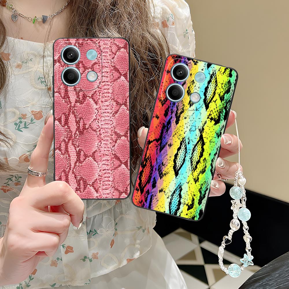 Snake Texture Mobile Phone Case for POCO M7 M6 M5 M4 M3 X7 X6 X5 X4 X3 Pro GT 5G Colour Printing Protective Pretty Cover Luxury