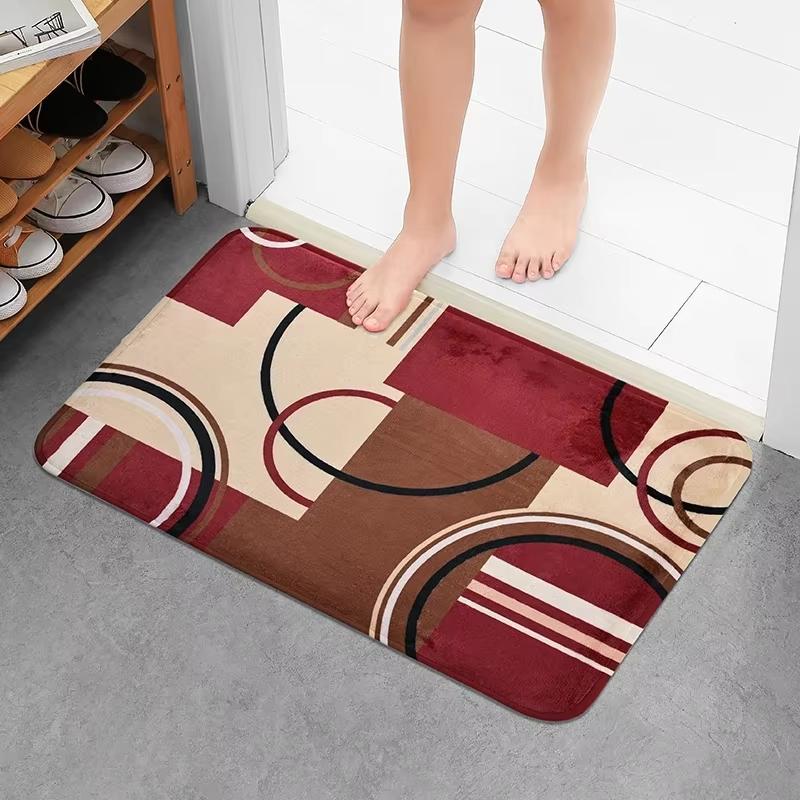 

Blue Red Geometric Patchwork Bedside Floor Mat,Soft Door Mat Welcome Mat Kitchen Rug,Living Room Carpet Rug For Bedroom 40X60CM(1.3X2FT