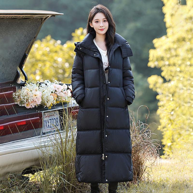 Long down cotton jacket women's 2025 new winter thickened over the knee loose cotton jacket plus size jacket