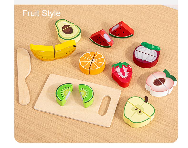 Simulation Kitchen Pretend Toy Wooden Classic Game Educational Toy For Children Kids Gift Cutting Fruit Vegetable Food Set