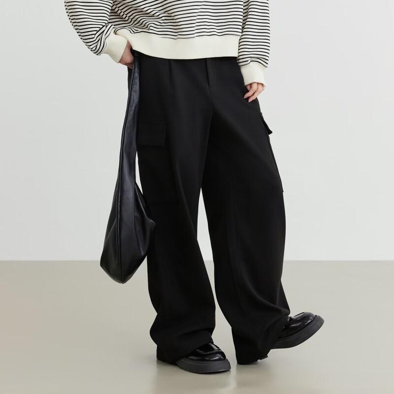 Elva' Island Women's Thickened Workwear Wide-Leg Casual Pants