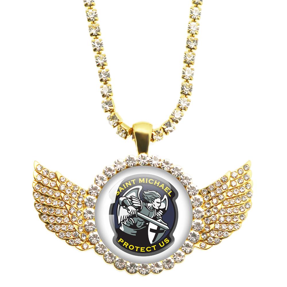 

Fashion Angle Necklace Archangel St.Michael Protect Me Saint Shield Protection Charm Russian Orhodox Jewelry For Holy Gift