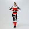 Women Sexy Striped Print Jumpsuit Christmas Adult Bodysuit Holiday Party Zentai Suit Christmas Gift Long Sleeve Slim Catsuit New