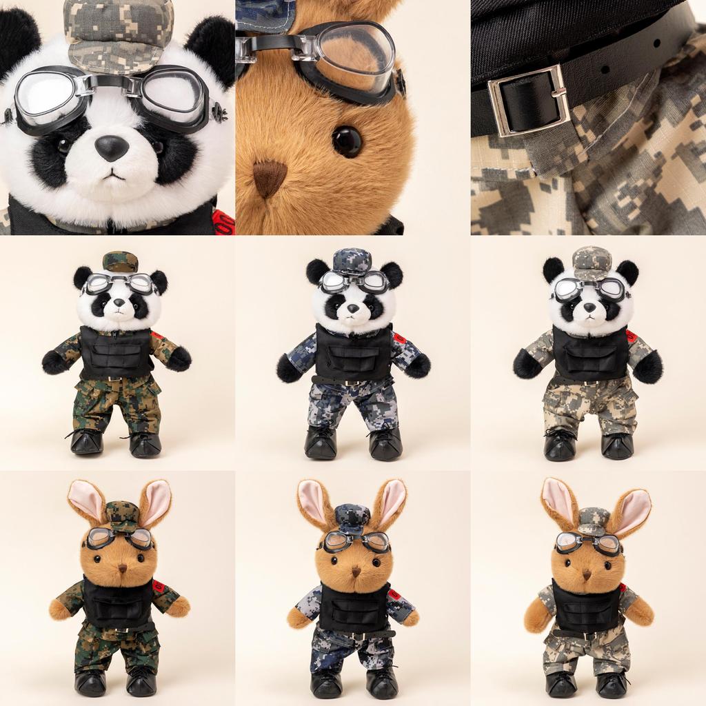 Rabbit Panda Plush Stuffed Toy Removable Military Souvenir Xmas Gift