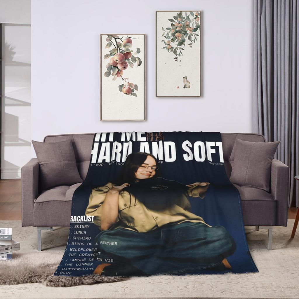 Aesthetic Bootleg B-Billies Eilish Hip Hop Blanket Fleece Decoration   Super Warm Throw Blankets for Sofa Office Bedspread