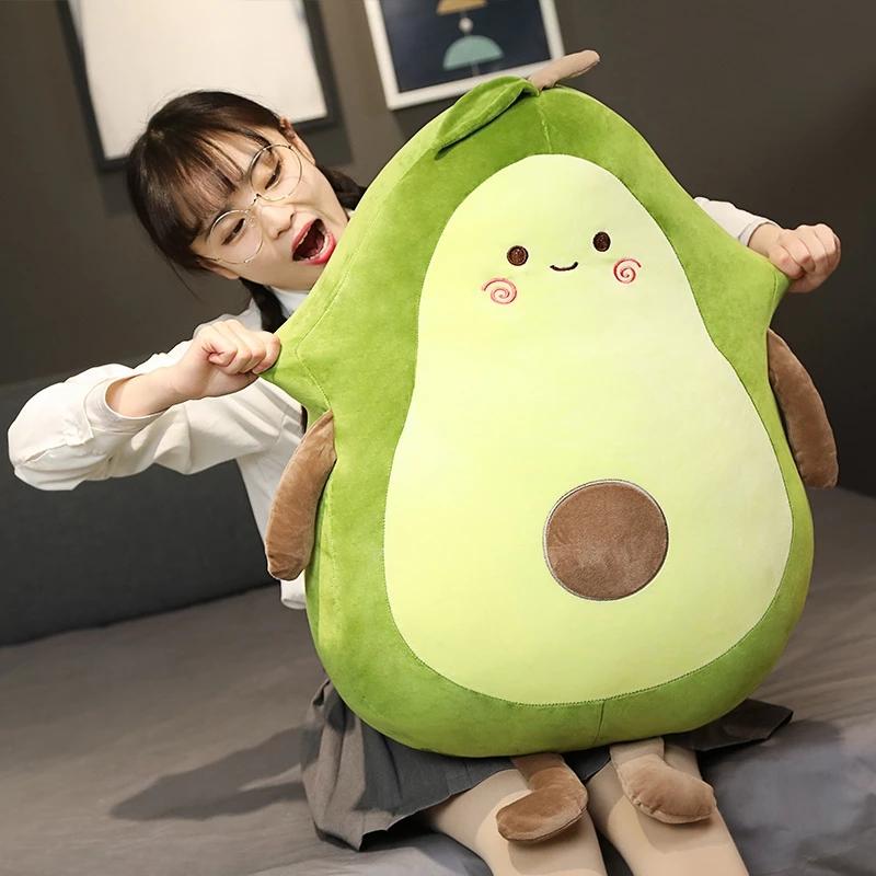 1pc Giant Size Cute Cartoon Avocado Plush Plant Toys Soft Fruit Pillow Stuffed Sofa Cushion Kids Girls Birthday Gifts Room Decor