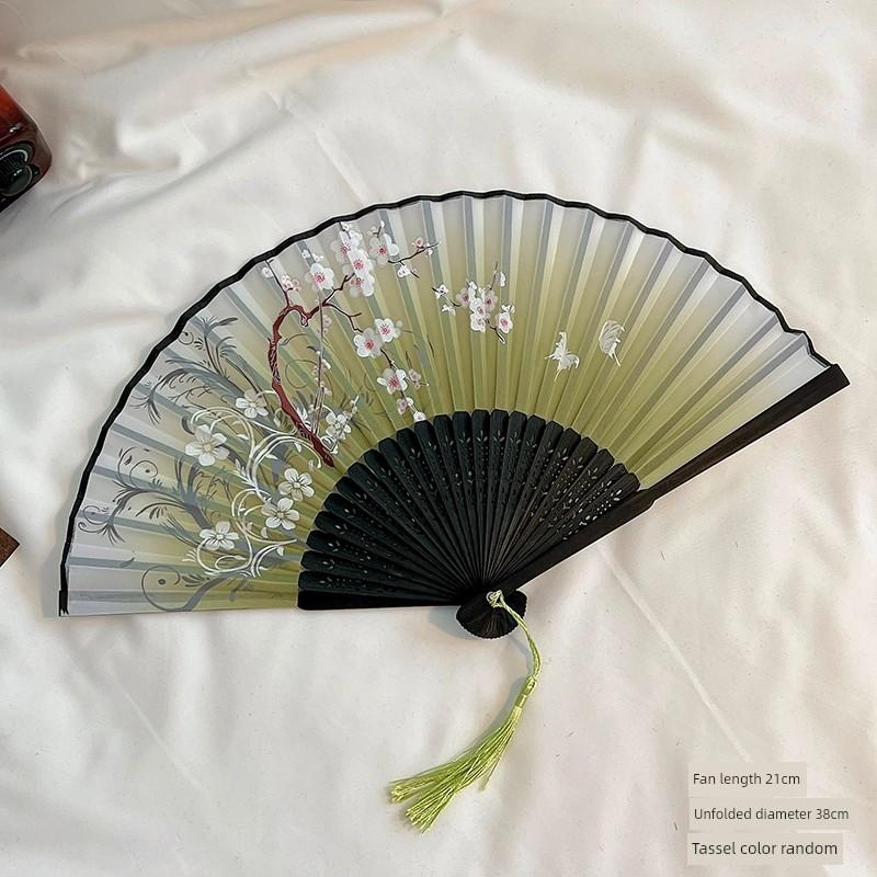 Ancient Style Small Fan, Chinese Style Women's Hanfu Dance Fan, Portable Retro Folding Fan, Summer Cooling Fan, Bamboo Fan