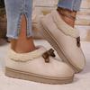 Fashion Vintage Bowknot Platform Cotton Shoes Women Plus Size 36-43 Non Slip Snow Boots Woman Warm Comfortable Short Plush Ankle Boots