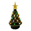 7 Inch Tabletop Christmas Tree LED Light Up Mini Resin Christmas Tree Figurine with Star Tree Topper for Holiday Party Home Decor