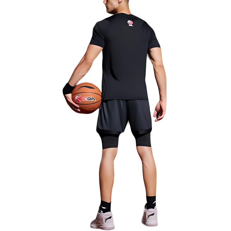 Li Ning CBA Series 2022 CBA All-Star Series Game Jersey Quick-Dry Cool Printed Crew Neck Short Sleeve T-Shirt Men Tops Black ATSSA79-2
