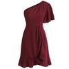 Woman Bodycon Lotus Dress Summer Fashion Short Sleeve One Shoulder Party Mini Dresses Casual Female Boho Beach Dress
