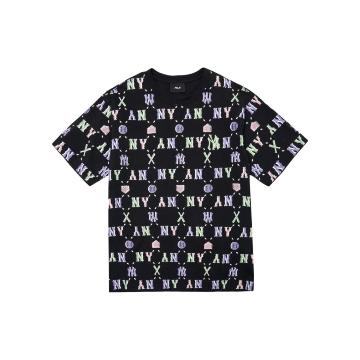 MLB Base Logo T Shirts Unisex Black Crew Neck Moderate Straight Fit 3ATSM5023-50BKS L