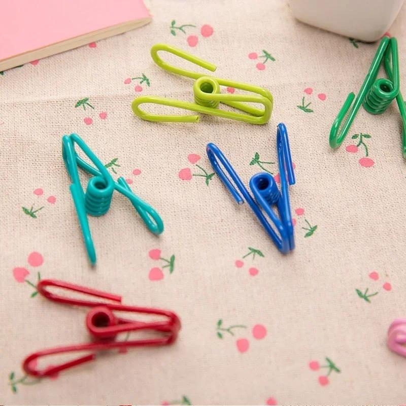 10 PCS Household Outdoor Convenience Random Color Multi-Purpose Colorful Metal Clips Holders Chip Bag Document PVC Coated Clips