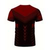 Stretchy Fit Geometric Print Crew Neck T-Shirt - Quick-Dry, Moisture-Wicking, Summer Fitness, Training, and Gym Wear - Ideal for Men's Sports