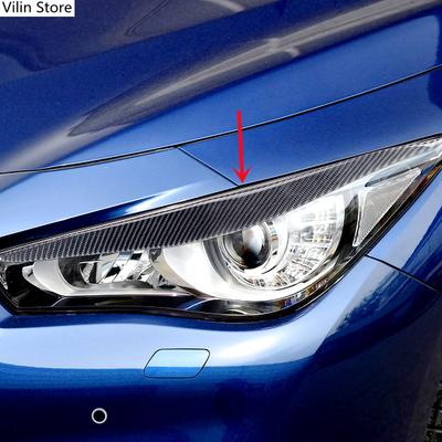 Carbon Fiber Car Front Headlights Modification Cover Trim Strips Decorative Stickers For Infiniti Q50 Q60 Car Inner