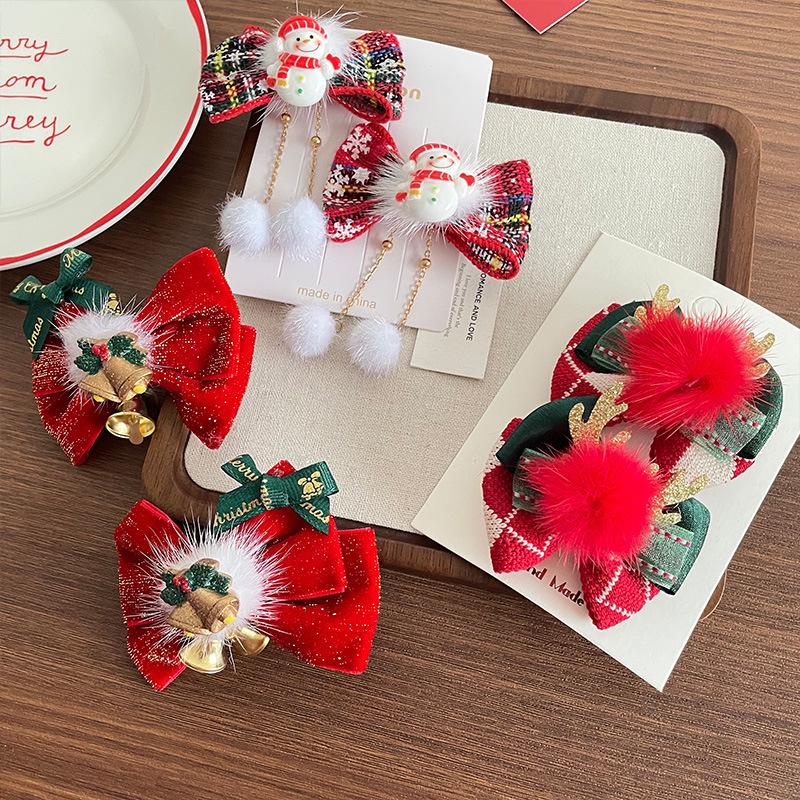 Children's Christmas Hair Bow Accessories for Baby Girls - Festive Headwear & Stage Performance Hair Clips