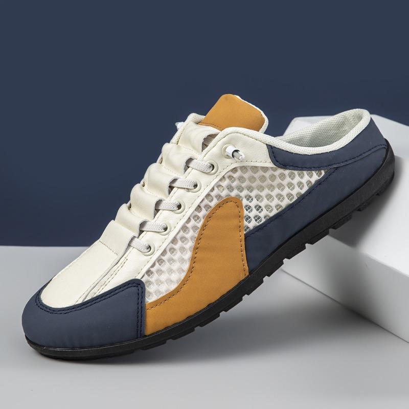 

Large size men s shoes summer breathable mesh half drag one pedal lazy shoes trendy soft sole casual shoes 39