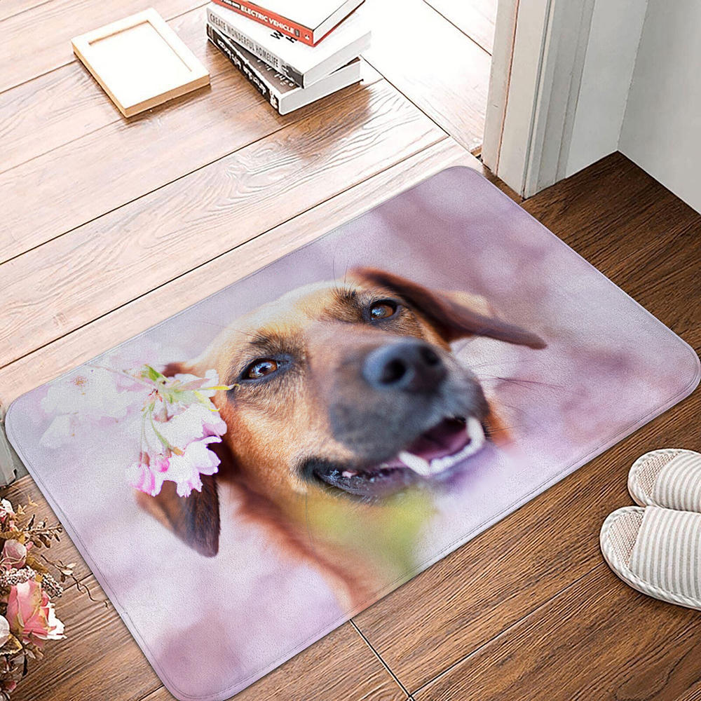 

Противоскользящий мягкий коврик моющийся для гостиной, спальни, милый узор собаки, коврик для входной двери, напольный коврик 40x60cm