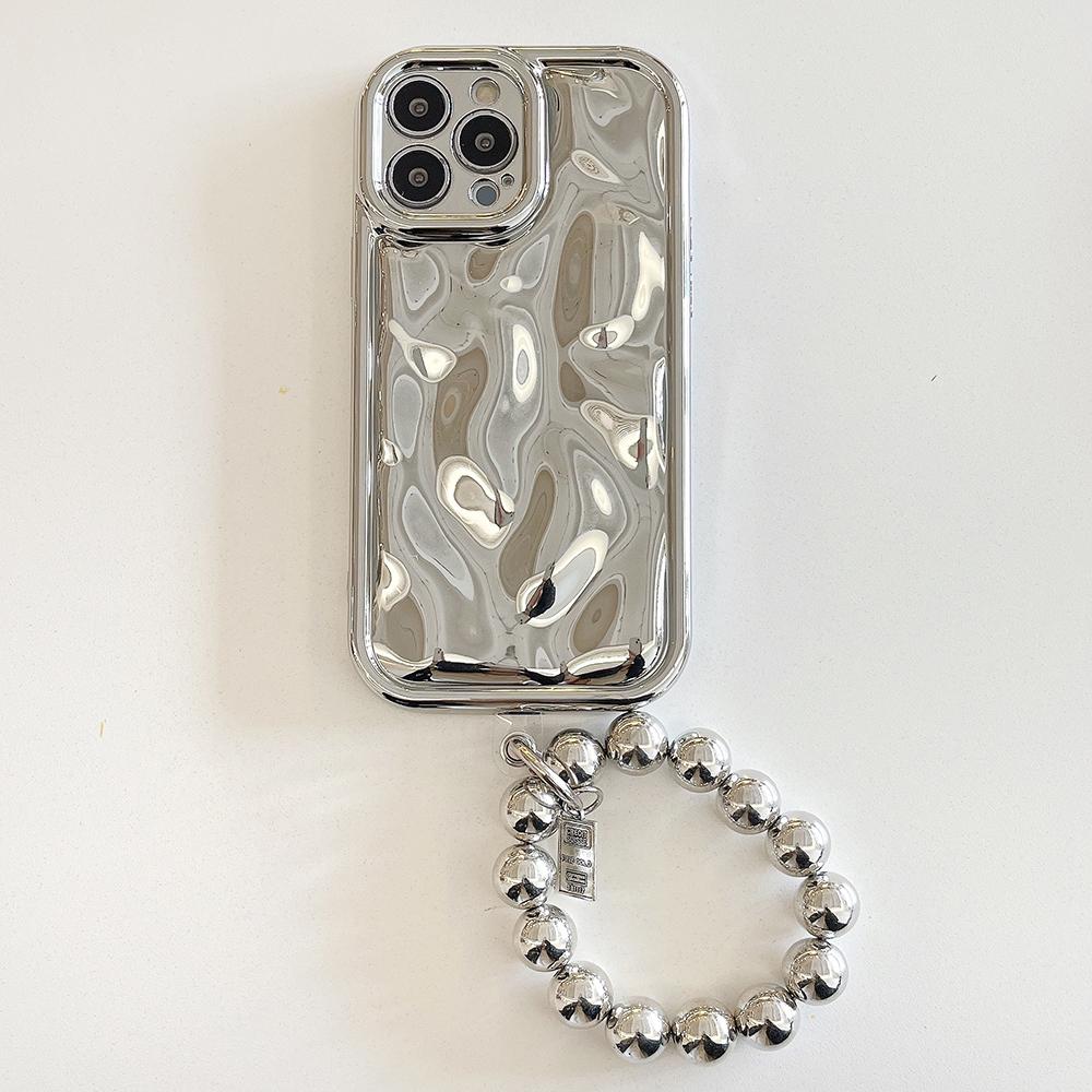 Meteorite Pattern Electroplated Lanyard chain Bracelet Phone Case For iPhone 17 16 15 14 13 12 11 Pro Max X XS 16E Soft Cover