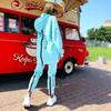 Women's European & American Fashion Set: Reversible Zip-Up Letter Print Loose Sweatshirt + Long Pants