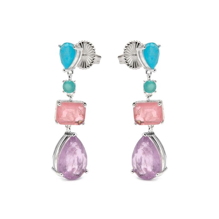 Cercei - Mifa - Argint sterling 925 - Cuarț hidrotermal multicolor - Finisaj rodiat